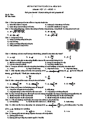 Đề thi thử THPT Quốc gia môn Vật lí năm 2019 - Đề số 11 (Có đáp án)